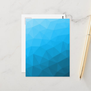 Blå cyan gradient geometrisk nätmönster Triangel Vykort