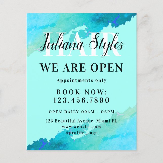 Blå cyan Marble Flygblad (Framsidan)