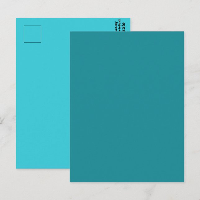 Blå Cyan Teal Turkos Vår Säsong Enfärgad Vykort (Fram/baksida)