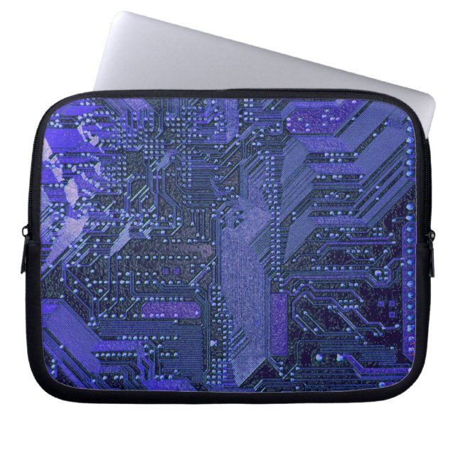 Blå Cyberkretskort Teknik Konst Elektronik Laptop Fodral (Framsidan)