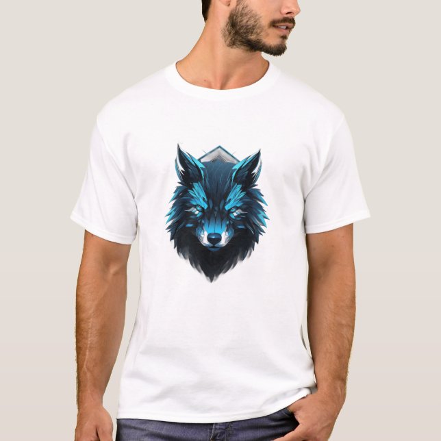 Blå Cybervarg Grafisk T-Shirt (Framsida)