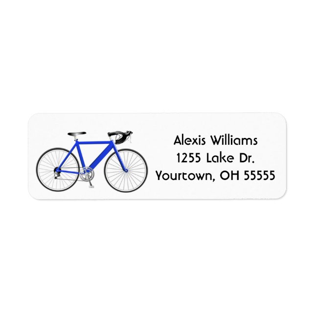 blå cykel på vit etikett returadress etikett (Framsidan)