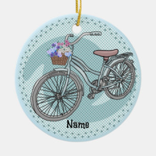 Blå cykel prydnad julgransprydnad keramik