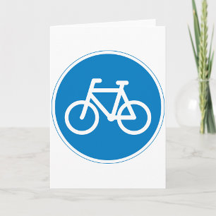 Blå cykelbaneliknande skylt cykling vägsymbol kort