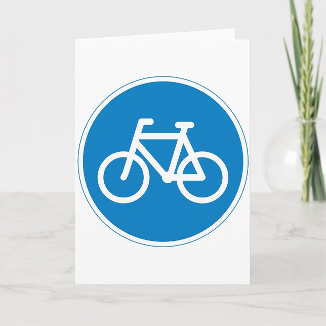 Blå cykelbaneliknande skylt cykling vägsymbol kort (Skapare uppladdad)