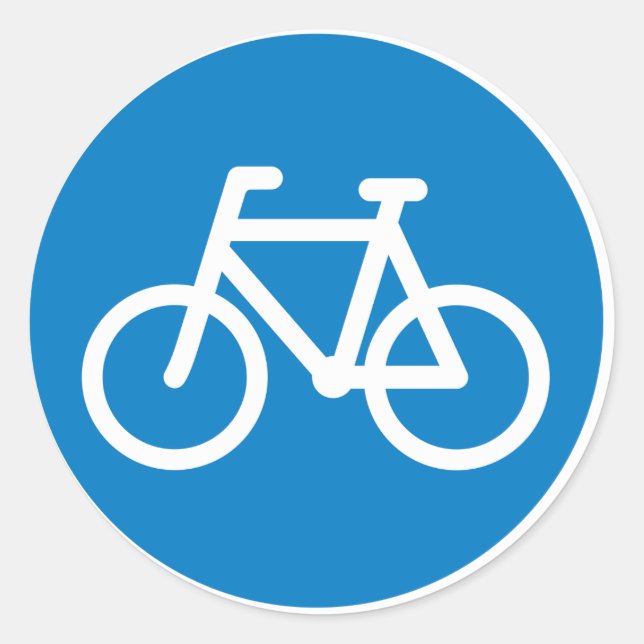 Blå cykelbaneliknande skylt Cykling Vägsymbol Runt Klistermärke (Framsida)