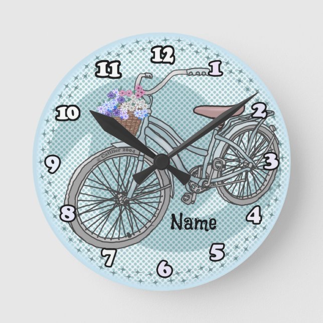 Blå cykelklocka rund klocka (Framsida)