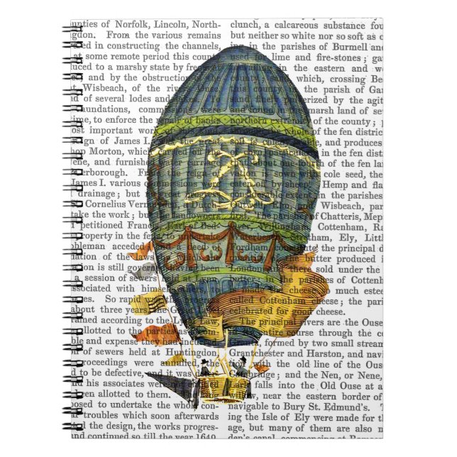 Blå cylindrisk Luftballong Anteckningsbok Med Spiral (Framsidan)