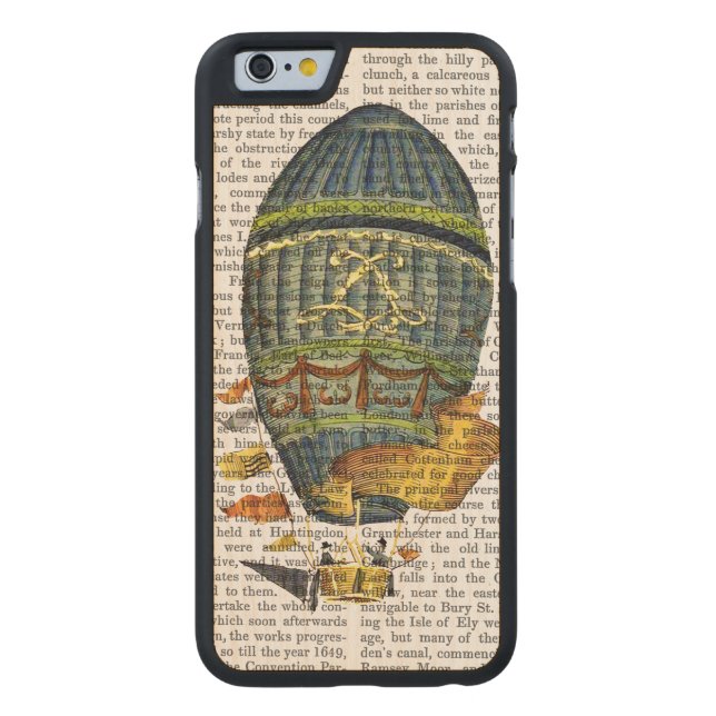 Blå cylindrisk Luftballong Carved Wood iPhone Skal (Baksidan)