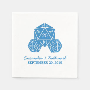 Blå D20 Dice Bröllop Pappra blöjor Pappersservett