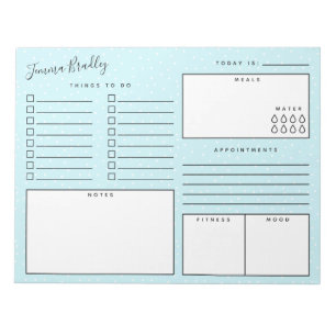 Blå daglig discreet White Dots Organizer Anteckningsblock