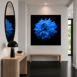 Blå Dahlia Blommig Canvas Väggkonst