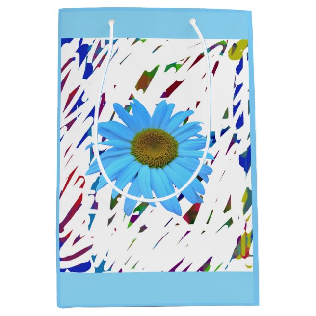 Blå Daisy Abstrakt Grafisk Presentpåse (Framsidan)