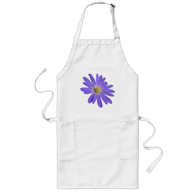 Blå Daisy Apron Vacker Blue Flower BBQ Apron Långt Förkläde (Framsidan)