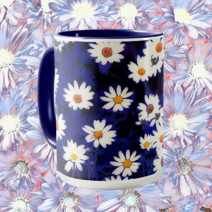 Blå Daisy Art Flower Mugg Kopp