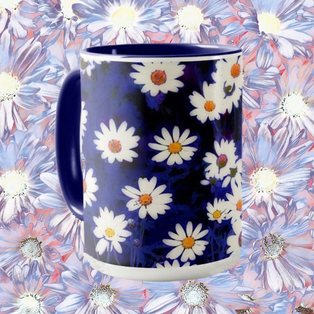 Blå Daisy Art Flower Mugg Kopp (Skapare uppladdad)