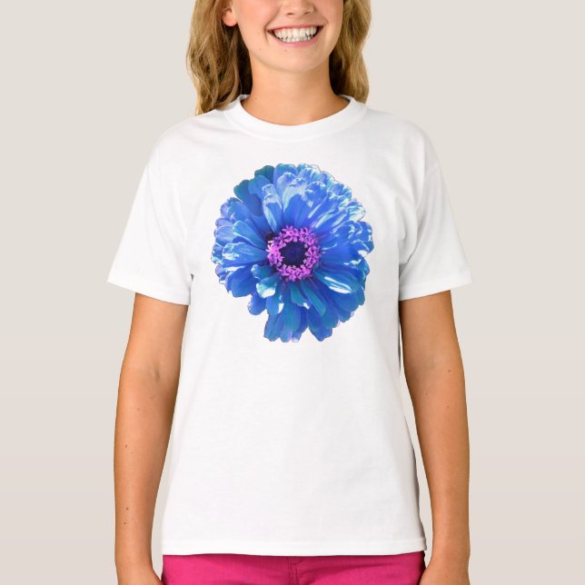 Blå Daisy, blå blommigt, foto T Shirt (Framsida)