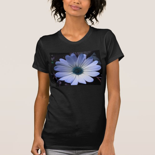 Blå Daisy Blomma Dam T Shirt (Framsida)