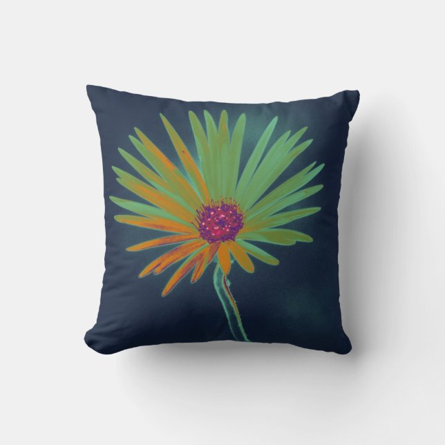 Blå Daisy blomma Kudde (Framsida)