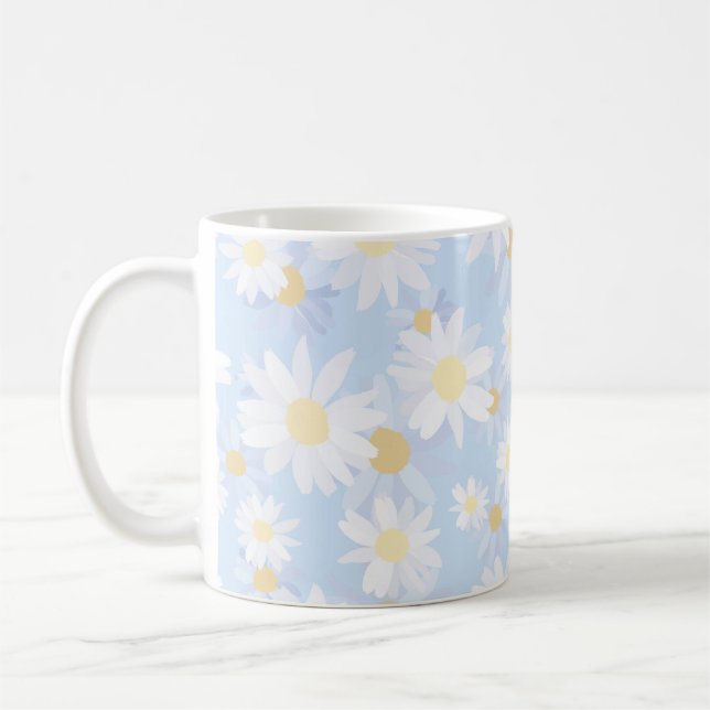 Blå Daisy-blommor i klassblått ljus Kaffemugg (Vänster)