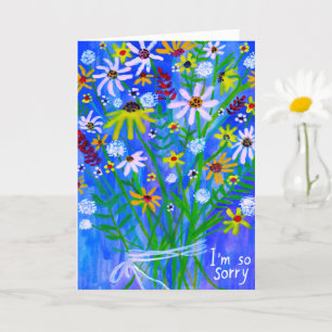 Blå Daisy Bouquet CONDOLENCES blå lila Kort