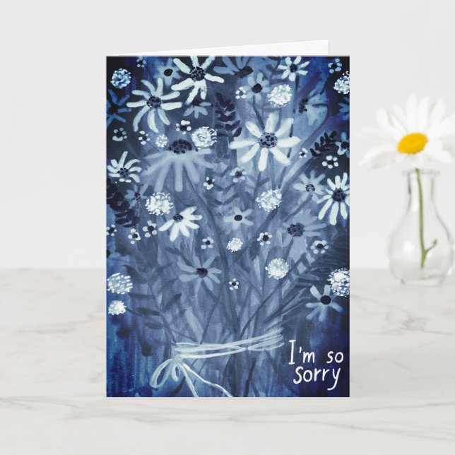 Blå Daisy Bouquet CONDOLENCES blue Kort (Liten växt)