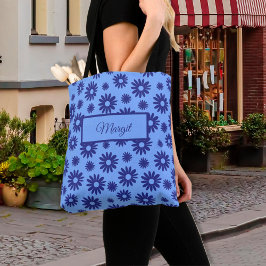 Blå Daisy Flower Mönster Tygkasse