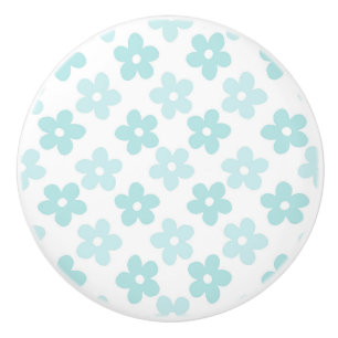 Blå Daisy Flowers Retro Mönster Knopp