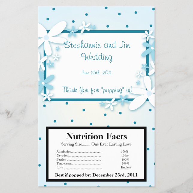 Blå Daisy för popcorn Wrapper Blue Flygblad (Framsidan)