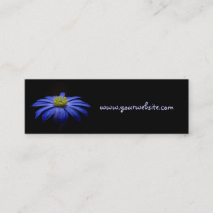 Blå Daisy Gerbera Flower på svart bakgrund Mini Visitkort