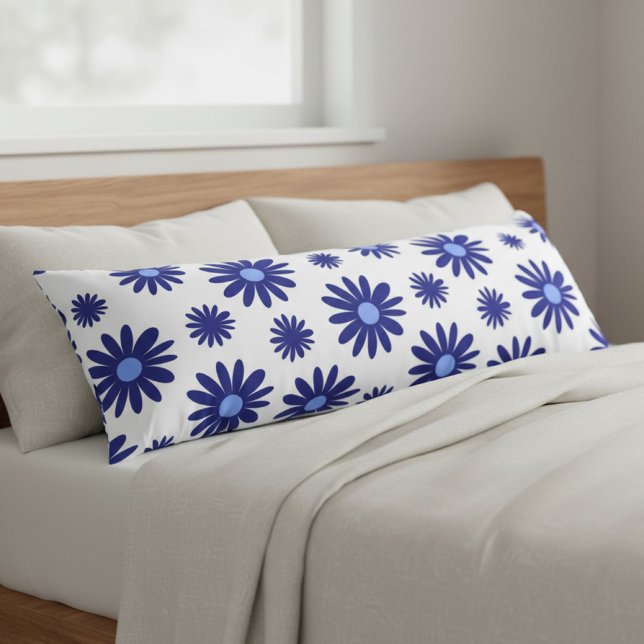 Blå Daisy Kroppskudde (blue daisy body pillow)