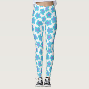Blå Daisy Lycklig Kompilera Bära Leggings