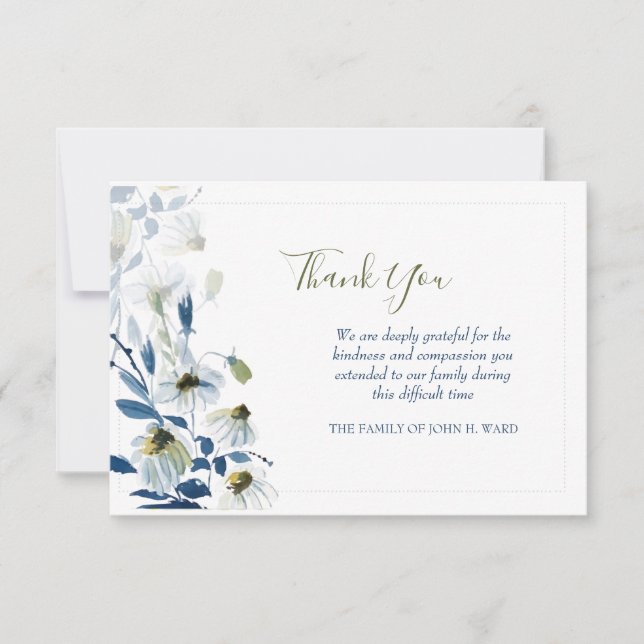 Blå Daisy Sympati - tack (Framsida)