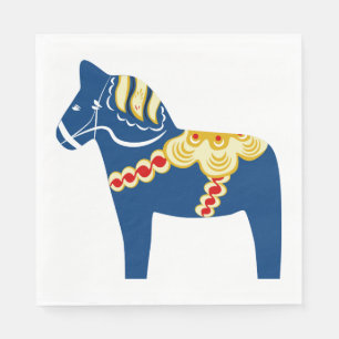 Blå Dala Horse Papprare blöjor Pappersservett