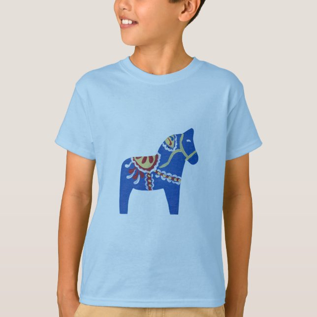 Blå Dala Horse T Shirt (Framsida)