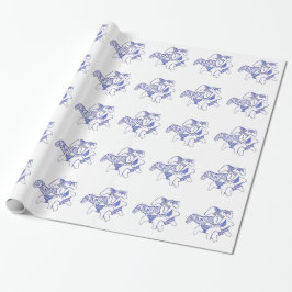 Blå Dalahäst Inpackningspapper Presentpapper
