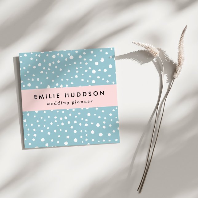 Blå Dalmatiska prickar, Dalmatiska prickar, pricka Fyrkantigt Visitkort (Skapare uppladdad)