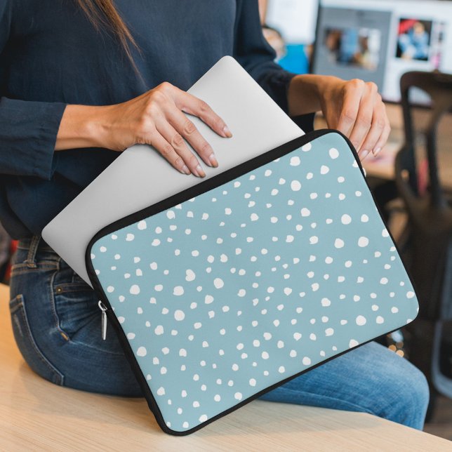 Blå Dalmatiska prickar, Dalmatiska prickar, pricka Laptop Fodral (Skapare uppladdad)