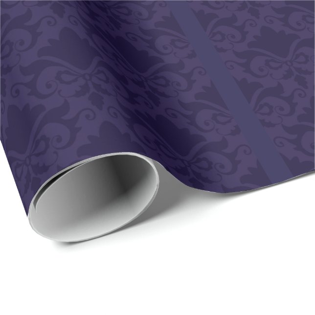 Blå Damaskslingor Presentpapper (Rullad Hörn)