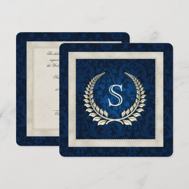 Blå damm och Pearls bröllop Vow-förnyelse Inbjudningar (Fram/baksida)