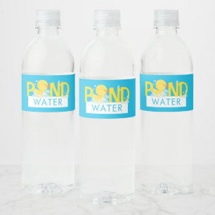 Blå dammgurka Vatten Watercolor Rubber Anka Vattenflaska Etikett