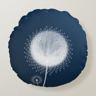 Blå Dandelion Fluff Dekorativ Kastkudde Rund Kudde