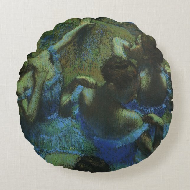 Blå dansöser av Edgar Degas, Vintage Impressionism Rund Kudde (Framsidan)