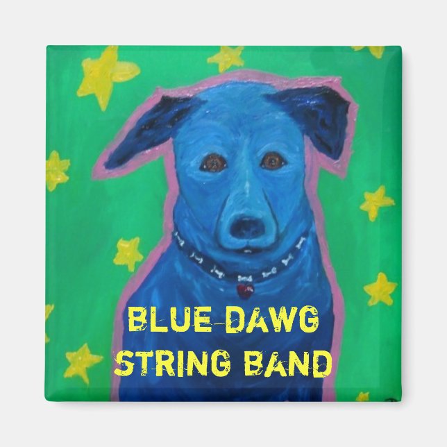 Blå Dawg String Band Magnet (Framsidan)