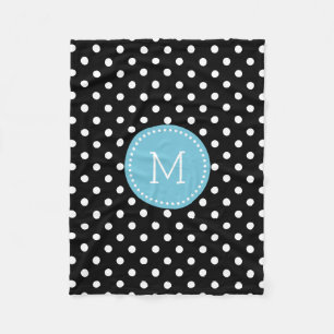 Blå dekorationer för vit och svart polkadot fleecefilt