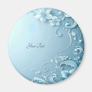 Blå Dekorativ Blommig Magnet