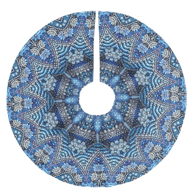 Blå dekorativ jul Helgdag Träd Skirt Julgransmatta Borstad Polyester (Framsidan)