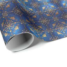 Blå dekorativ julpresentpapper presentpapper