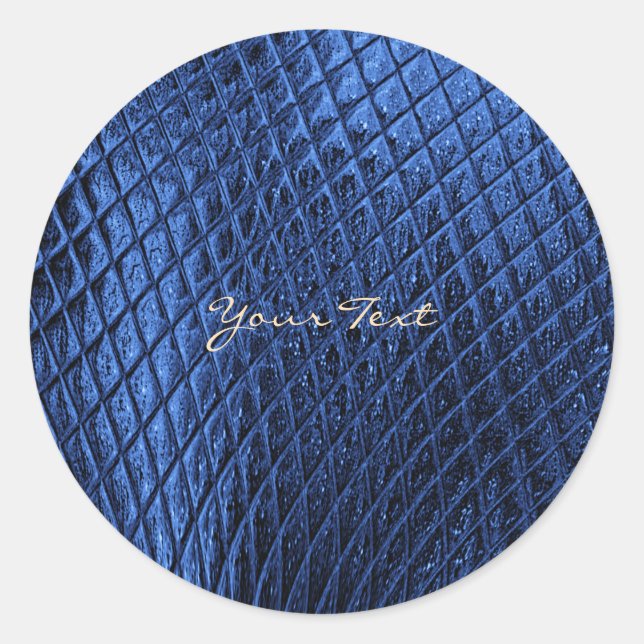 Blå dekorativ modern klassisk rund etikett (Framsida)