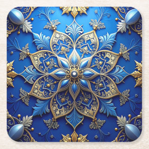 Blå dekorativ semester papper coaster underlägg papper kvadrat